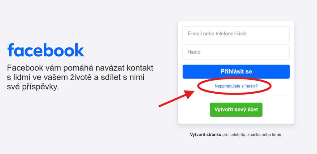 nepamatuju si heslo na FB 1