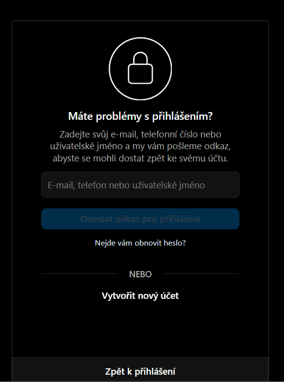 vyhledani uctu na IG