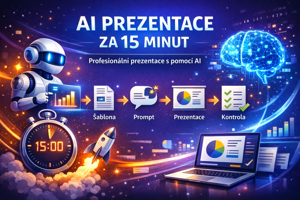 AI prezentace za 15 minut: jak vytvořit profesionální prezentaci pomocí AI (krok za krokem) 1 AI prezentace za 15 minut – profesionální prezentace vytvořená pomocí umělé inteligence a automatizovaného workflow